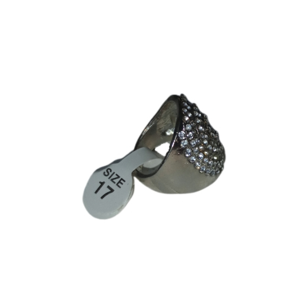Silver Tone Pave Dome Statement Ring - image 4